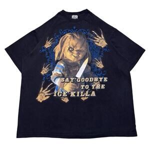 Vintage Chucky Ice Killa Horror Hip Hop Rap Y2K Movie Tee Shirt 4XL Faded Black